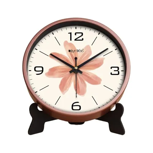 Olive Tree 8-Inch Plastic Analog Wall Clock/Table Clock - Modern Dial Latest Stylish Table Clock (Copper Frame, Quartz Movement)-1061