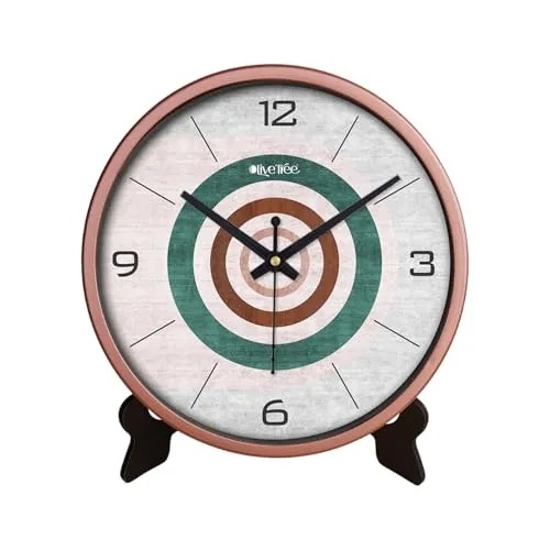 Olive Tree 8-Inch Plastic Analog Wall Clock/Table Clock - Modern Dial Latest Stylish Table Clock (Copper Frame, Quartz Movement)-1063