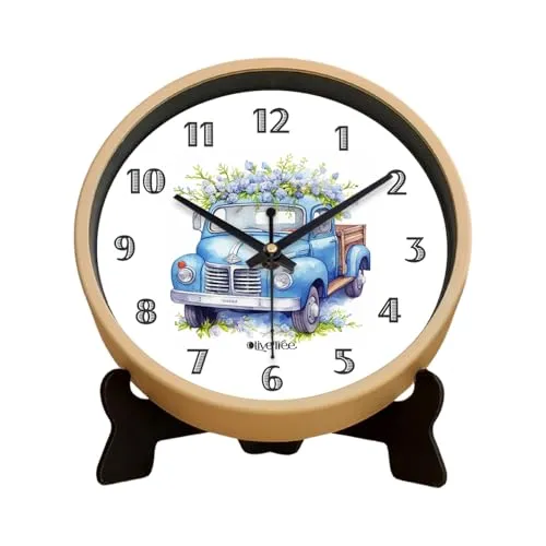 Olive Tree 8-Inch Plastic Analog Wall Clock/Table Clock - Modern Dial Latest Stylish Table Clock (Cream Frame, Quartz Movement)-1076