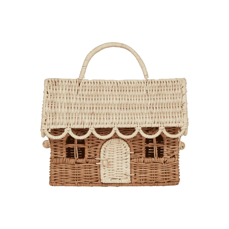 Olli Ella Rattan Gingerbread Casa Clutch - Natural & Straw