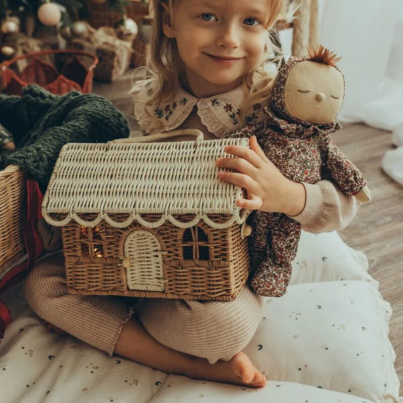 Olli Ella Rattan Gingerbread Casa Clutch - Natural & Straw