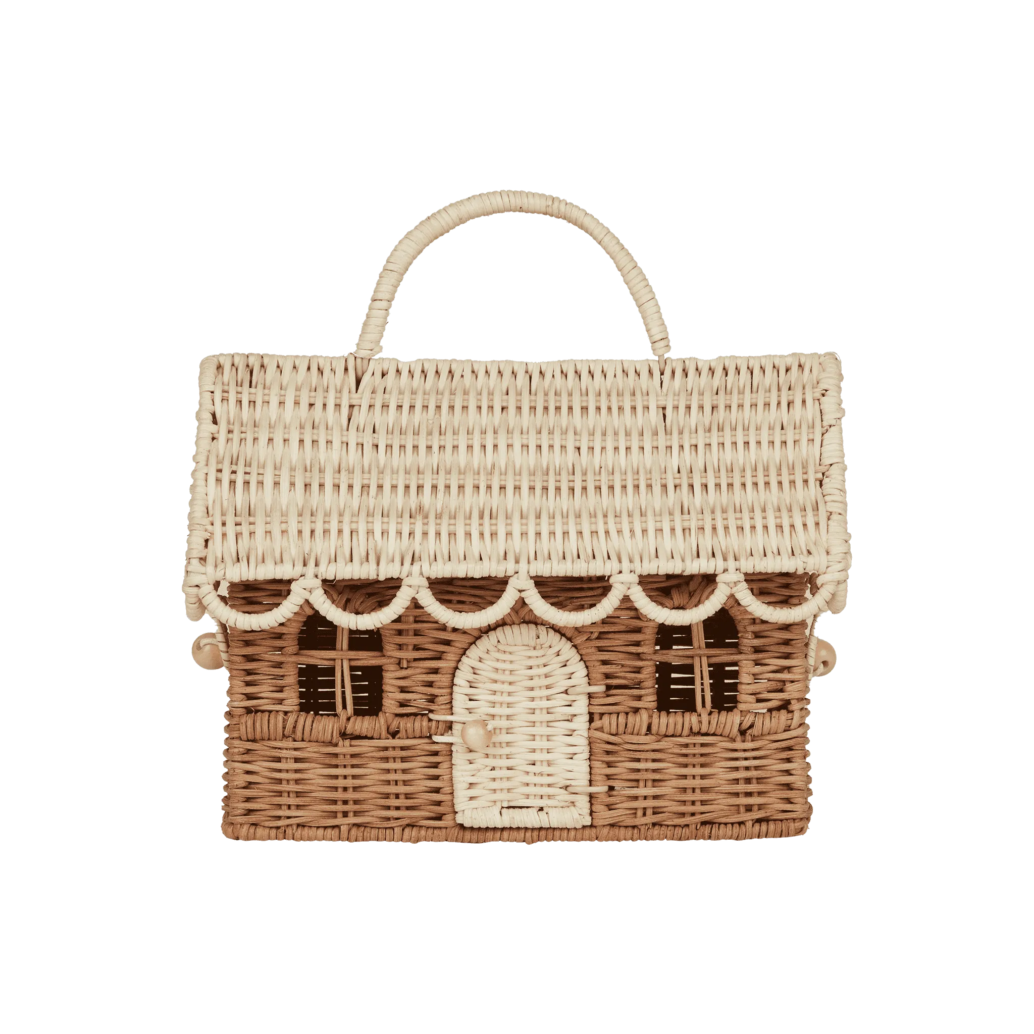 Olli Ella Rattan Gingerbread Casa Clutch / Natural & Straw