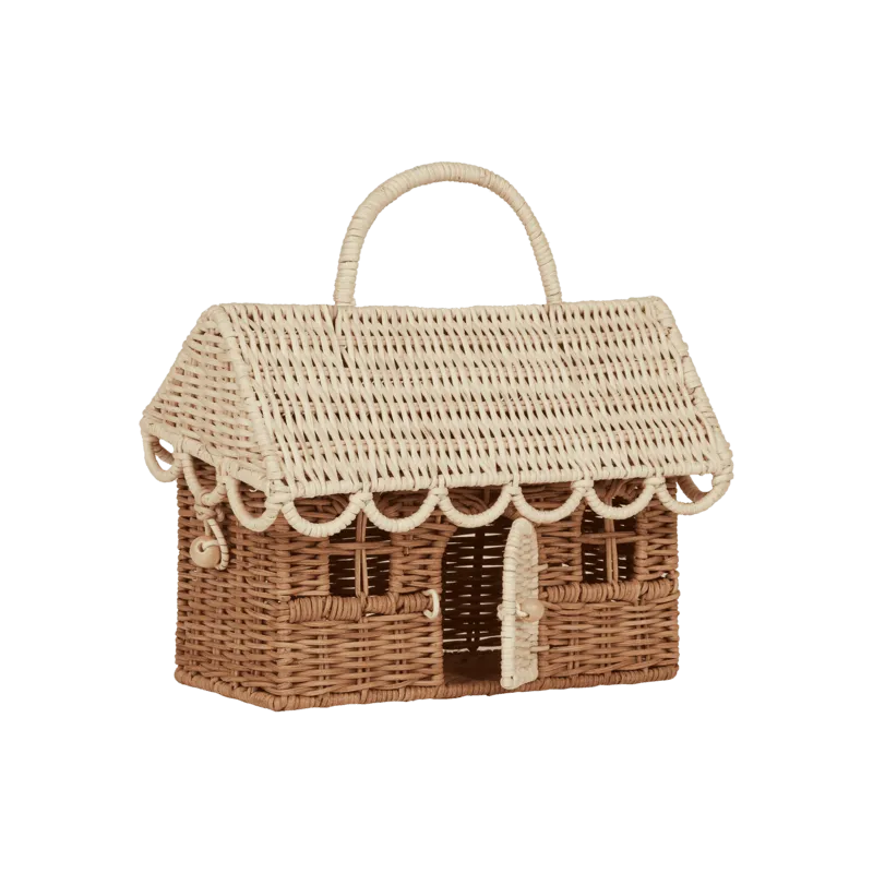 Olli Ella Rattan Gingerbread Casa Clutch - Natural & Straw