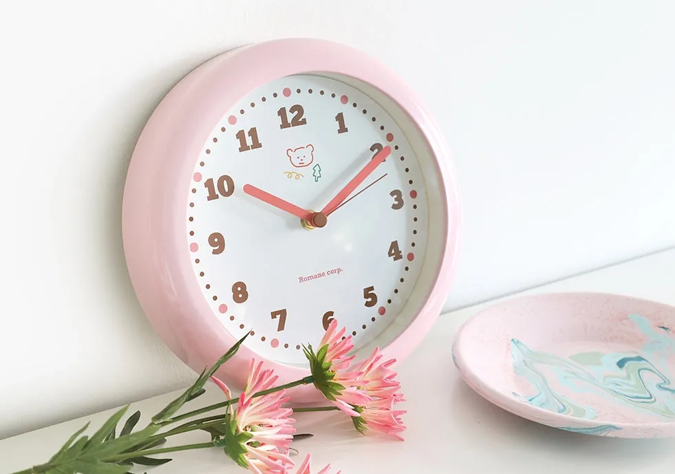 Pastel Creamy Circle Round Wall Clocks Home Decor Silent Nonticking Gifts Cute Bear