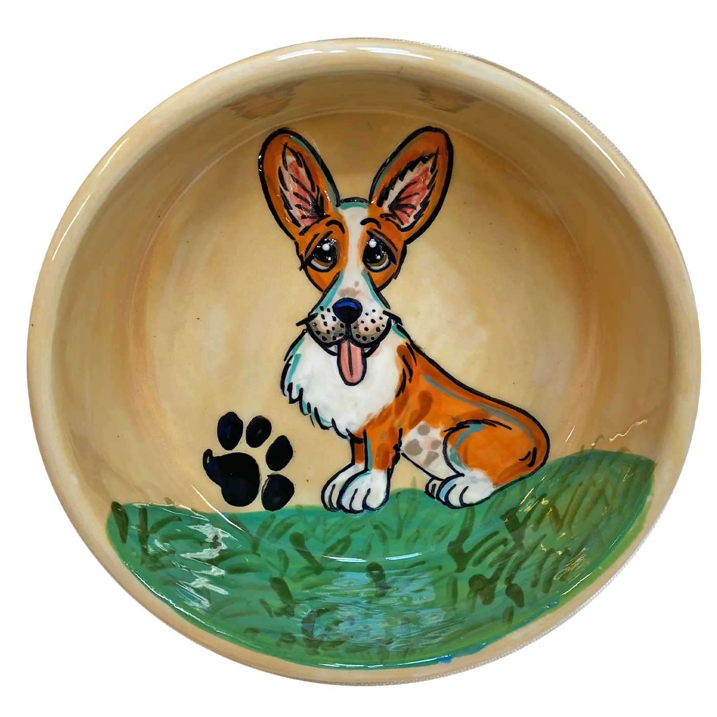 Paw Print Corgi Dog Bowl