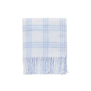 Perfect Plaid Baby Throw in White with Soft Blue