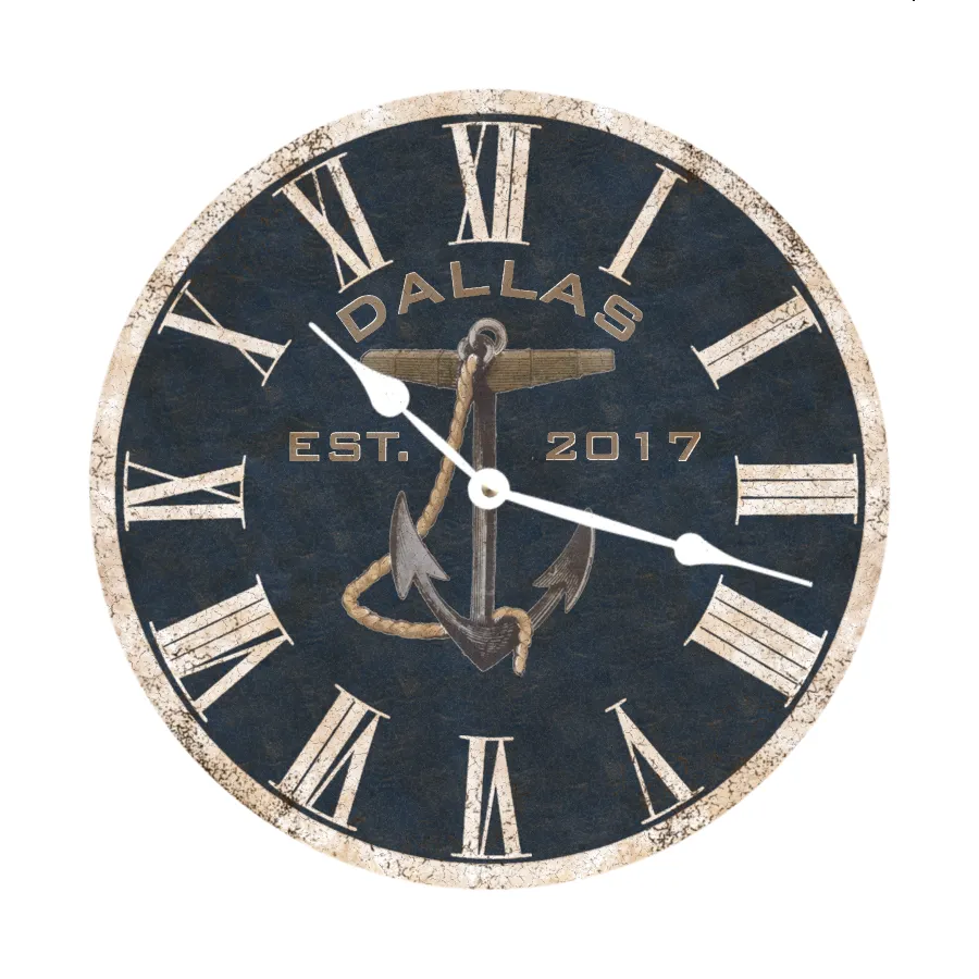 Personalized Blue Anchor Wall Clock