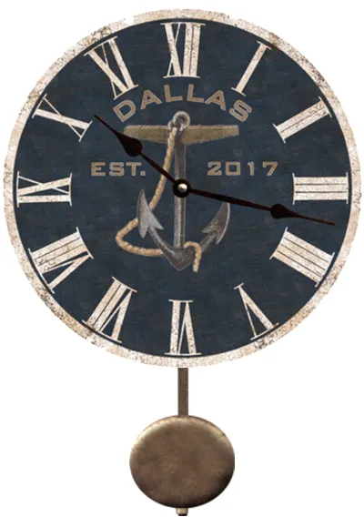 Personalized Blue Anchor Wall Clock