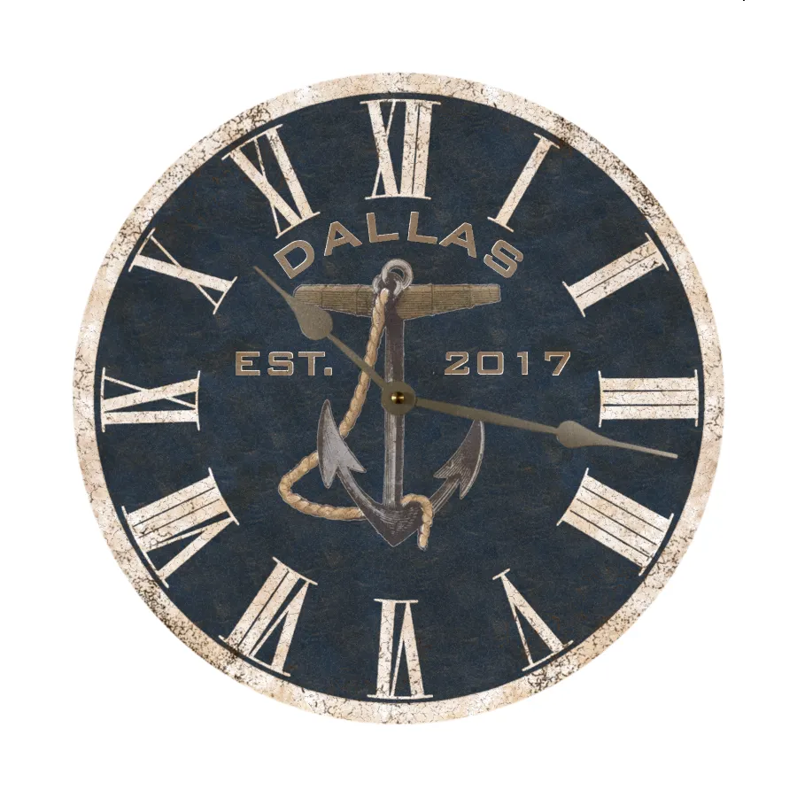 Personalized Blue Anchor Wall Clock