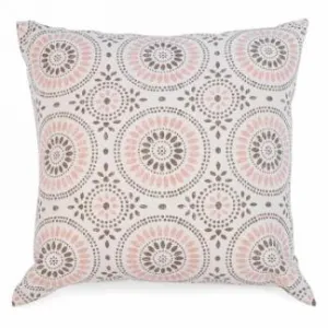 PINK & TAUPE MOTIF THROW CUSHION