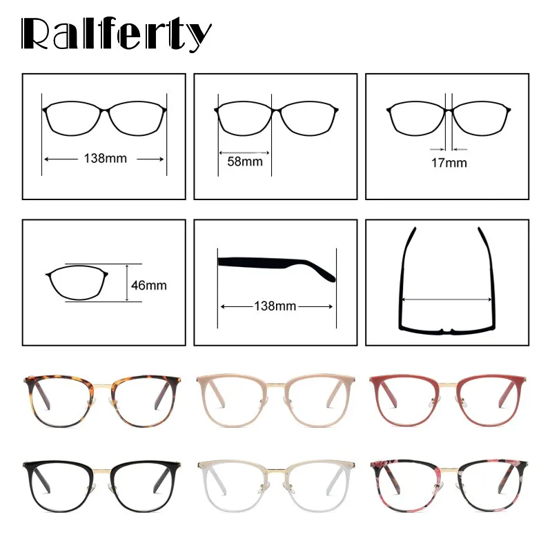 Ralferty Women's Full Rim Square Acetate Alloy Eyeglasses F92128