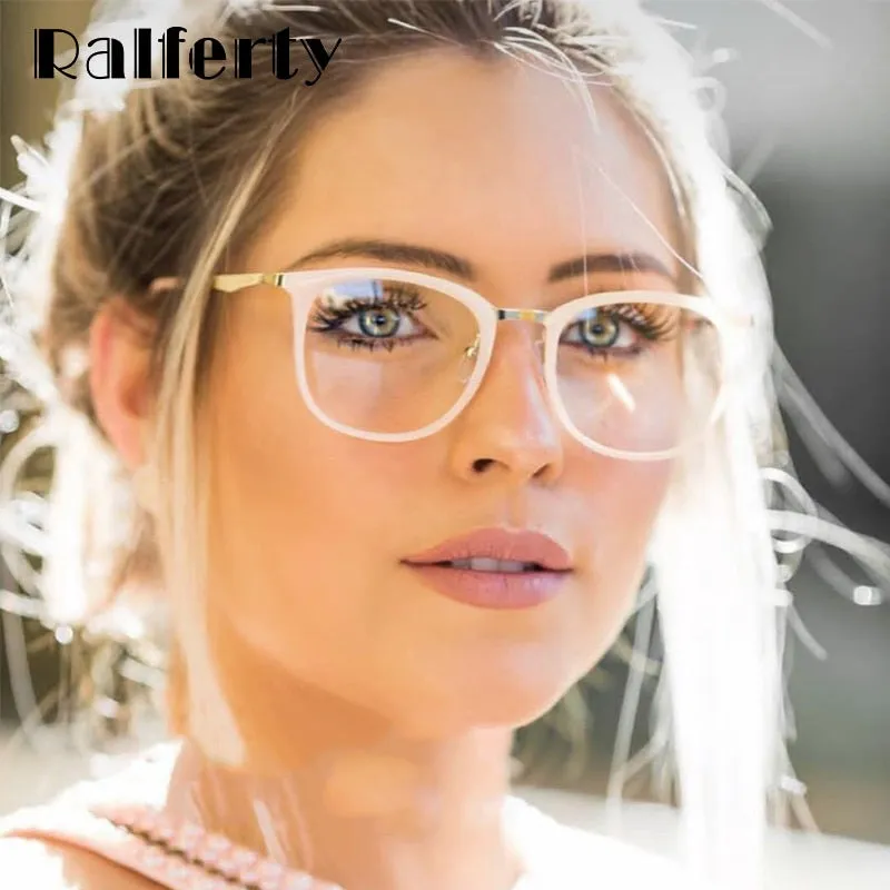 Ralferty Women's Full Rim Square Acetate Alloy Eyeglasses F92128