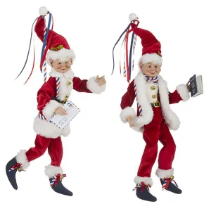 Raz Imports 2022 Destination Christmas 16" Airmail Posable Elf, Asst Of 2