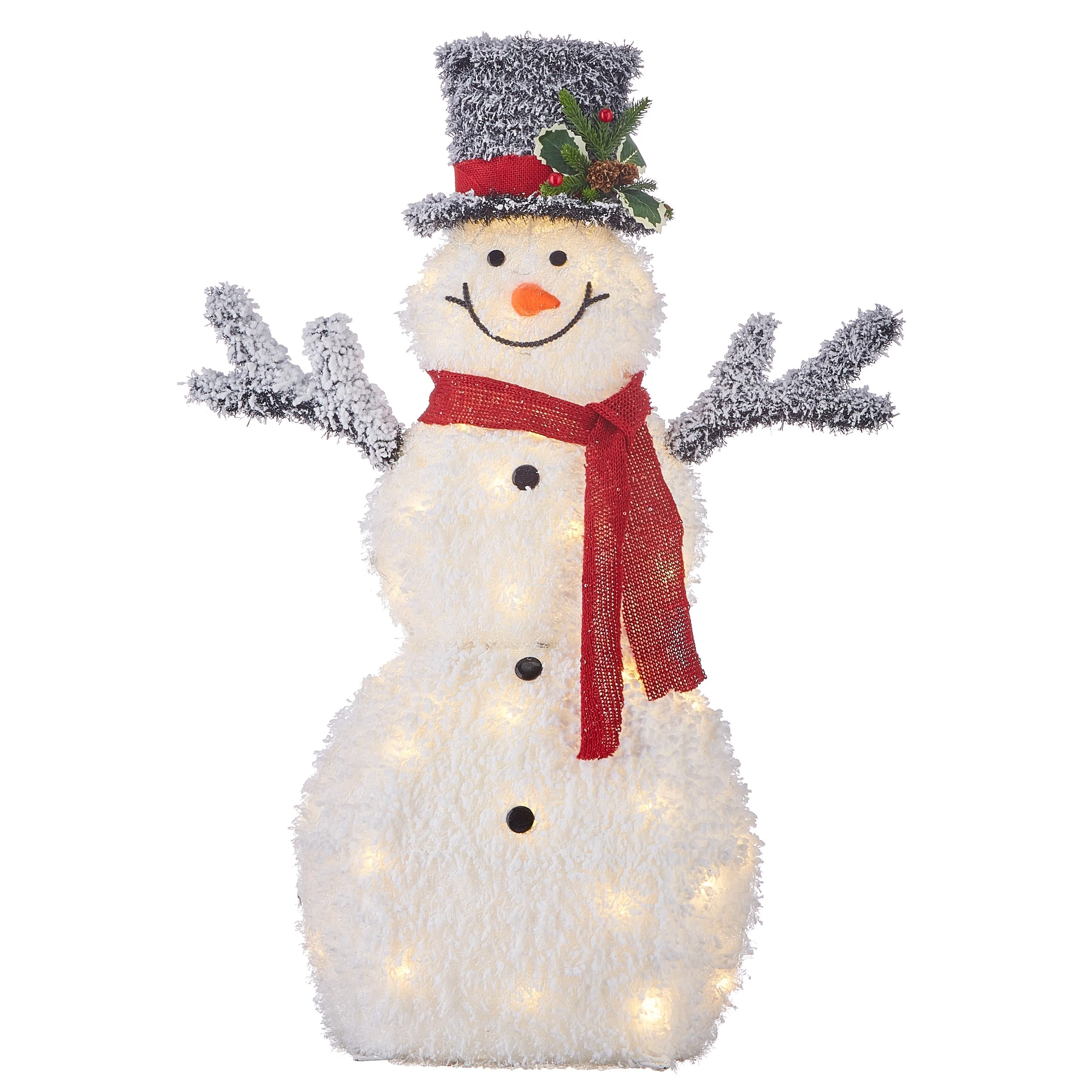 Raz Imports Mister Snowman 40" Flocked Tinsel Lighted Snowman