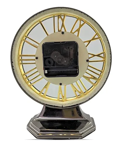 ROCKHOPPER Retro Steel Table Clock Roman Fonts Gold - Desk Decor, Home Decor, Office Decor Gifts