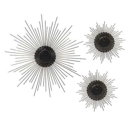 S/3 Gold Starburst Wall Mirrors