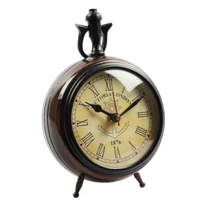 Sahib Enterprises Wooden Vintage Style Nautical Victoria Shelf Table Clock Decorative Showpiece (Roman)