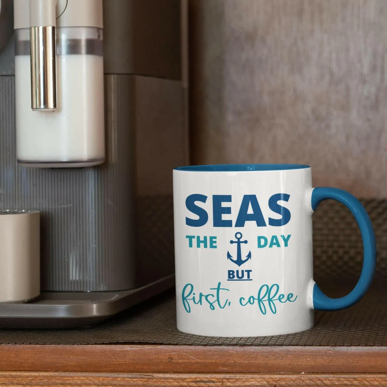 Seas The Day Ceramic Beach Coffee Mug, 5 Colors