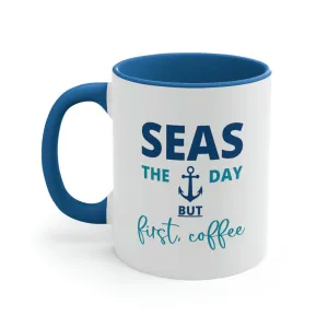 Seas The Day Ceramic Beach Coffee Mug, 5 Colors