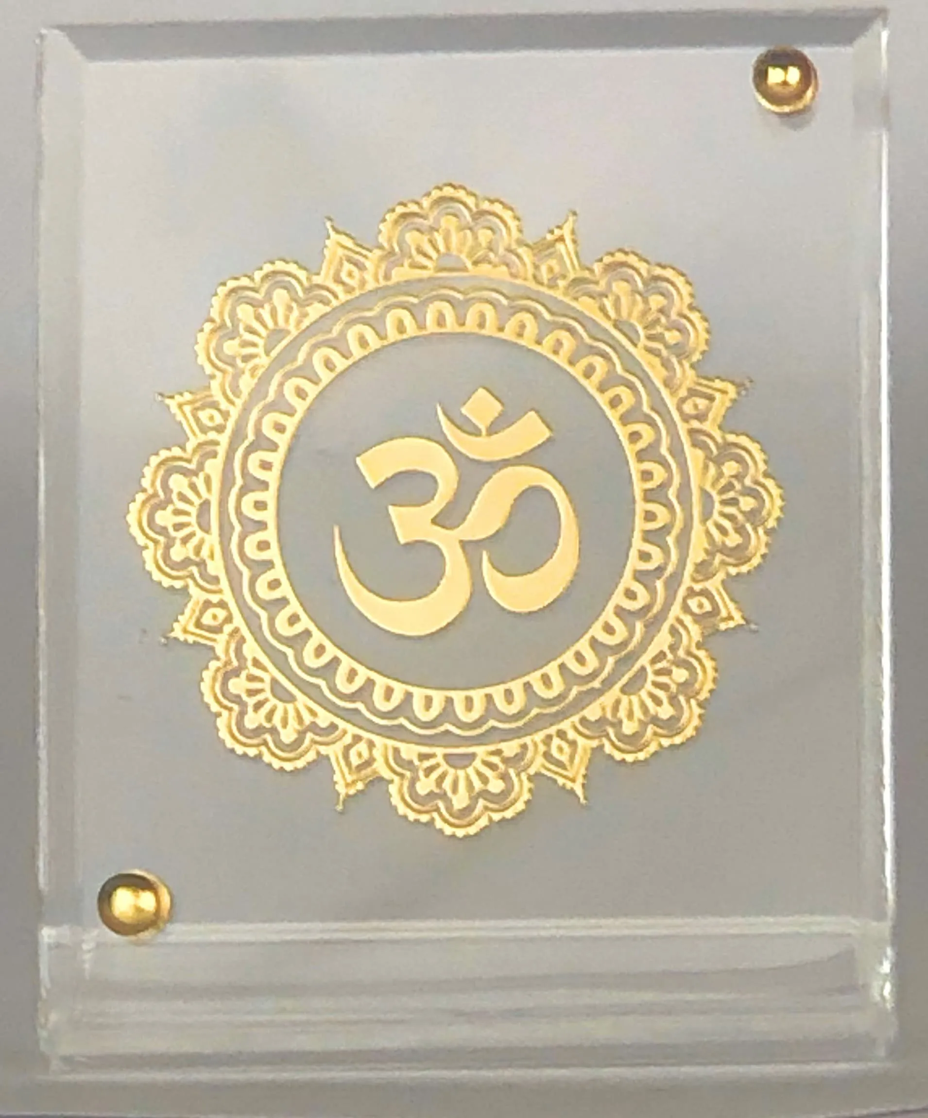 shree kreations Om Photo Frame | Aum Frame on Acrylic Sheet for Car Dahboard Table Top Pooja Mandir Office Table