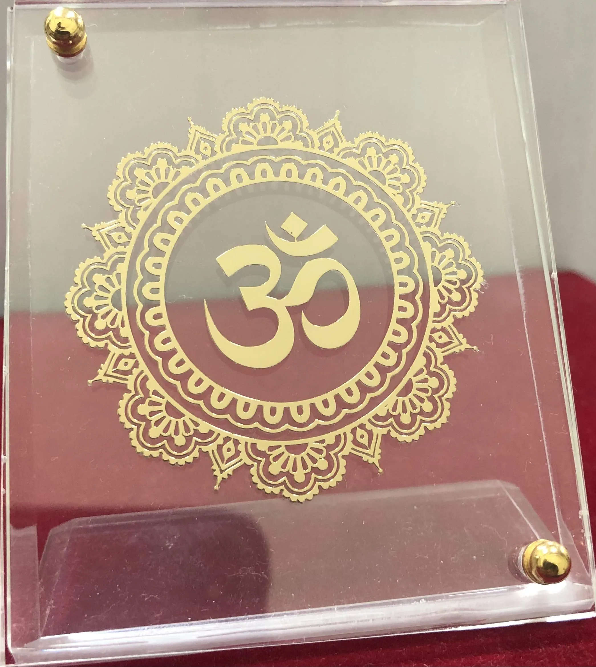 shree kreations Om Photo Frame | Aum Frame on Acrylic Sheet for Car Dahboard Table Top Pooja Mandir Office Table