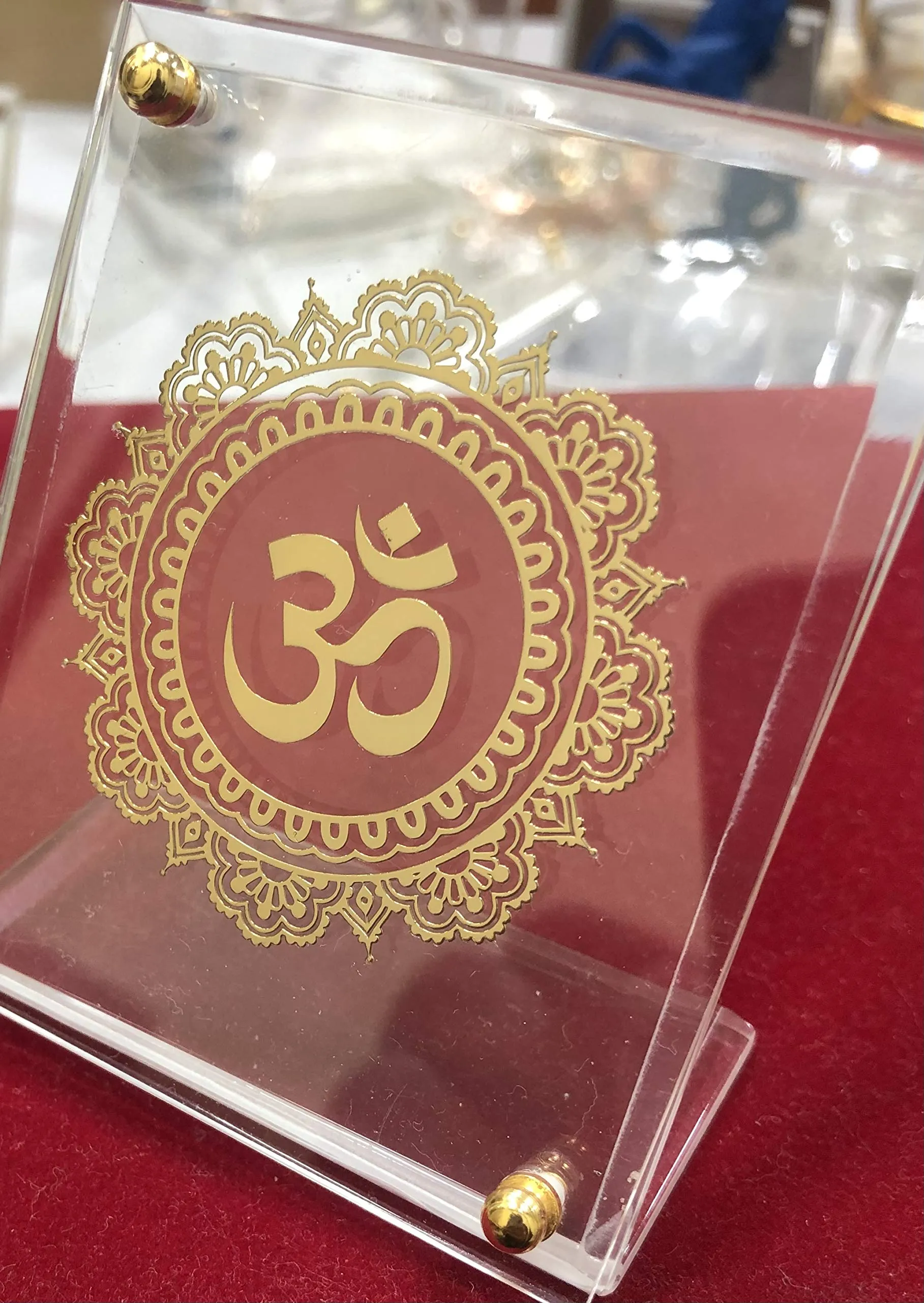 shree kreations Om Photo Frame | Aum Frame on Acrylic Sheet for Car Dahboard Table Top Pooja Mandir Office Table