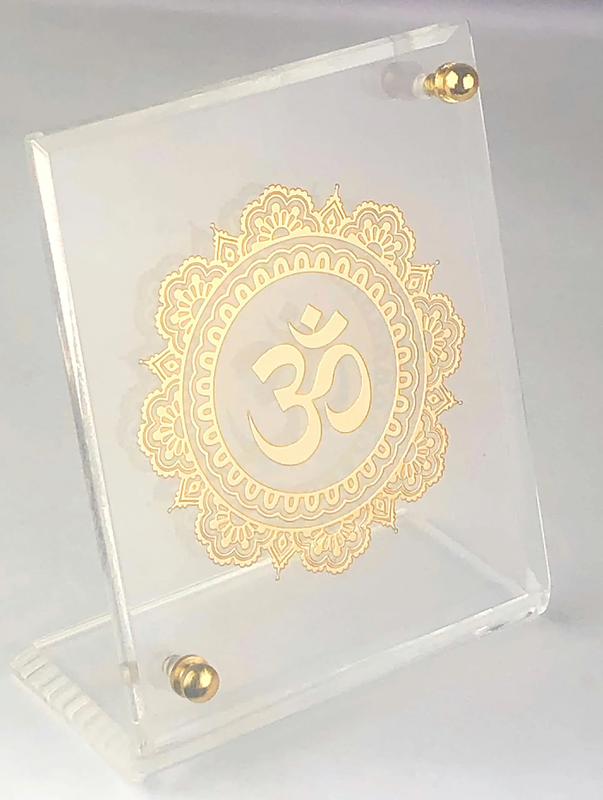 shree kreations Om Photo Frame | Aum Frame on Acrylic Sheet for Car Dahboard Table Top Pooja Mandir Office Table