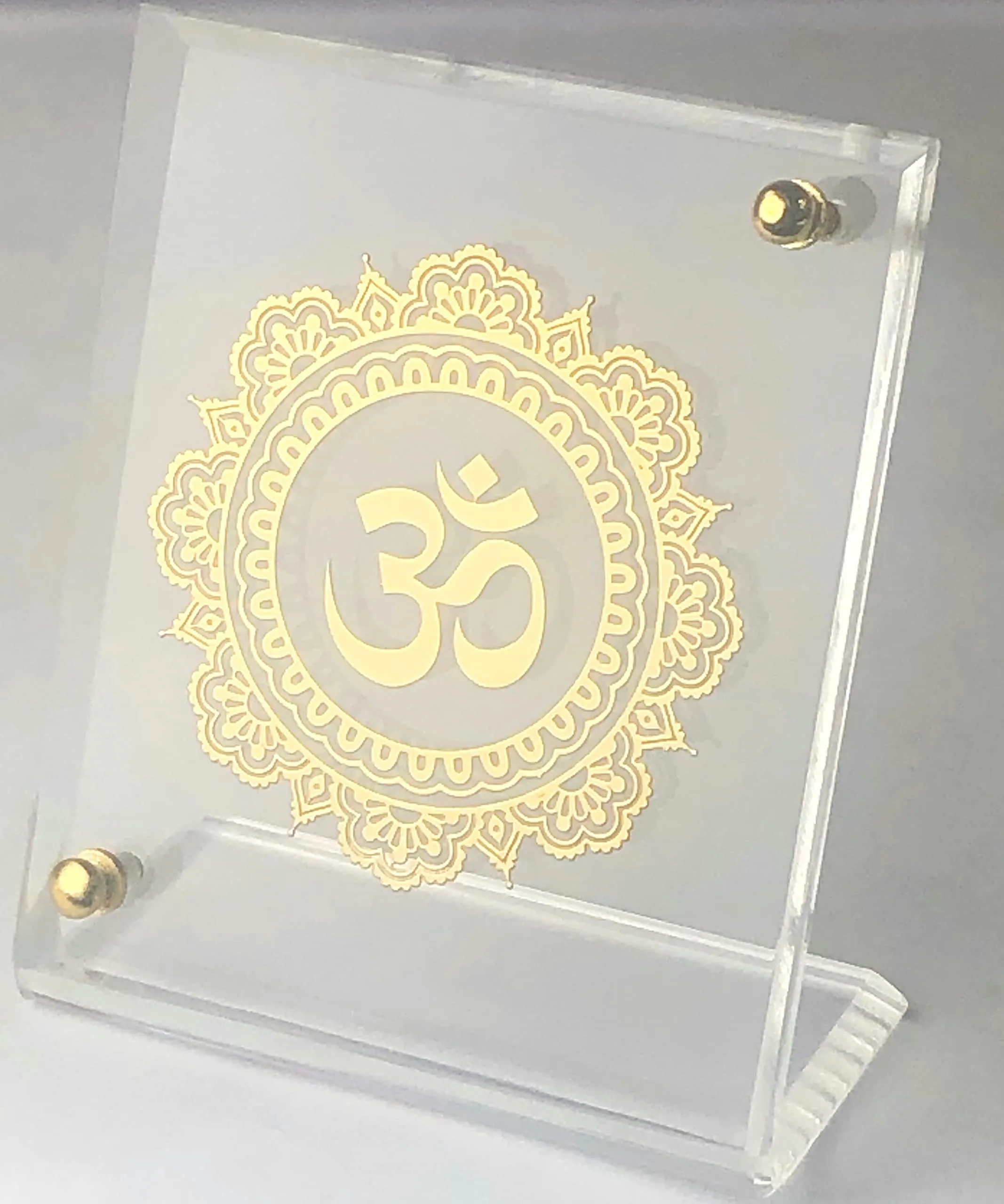 shree kreations Om Photo Frame | Aum Frame on Acrylic Sheet for Car Dahboard Table Top Pooja Mandir Office Table