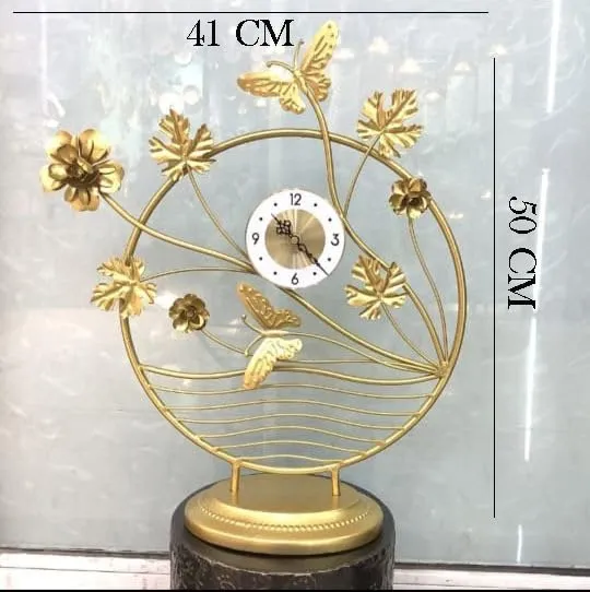 Sisliya Metal Desk Clock, Butterfly Pattern Design Butterfly Pattern Design Easy Read Battery Operated, Indoor Decoration.for Office Desk,Bedroom,Living Room,Study,Children's Room(SS-09)