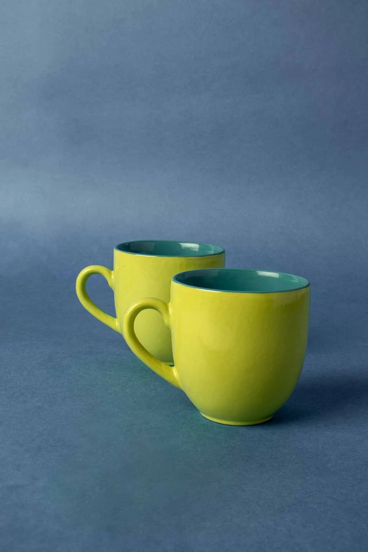 Solid Green And Blue Ceramic Baga Tea Cup (Set Of 4)