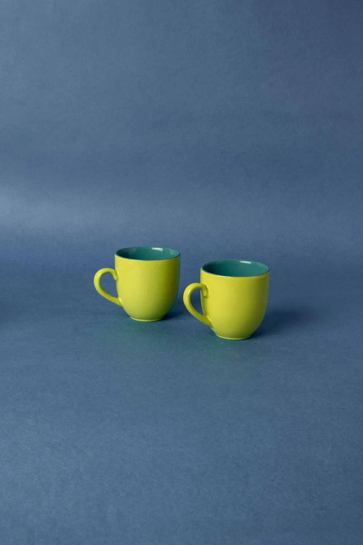 Solid Green And Blue Ceramic Baga Tea Cup (Set Of 4)