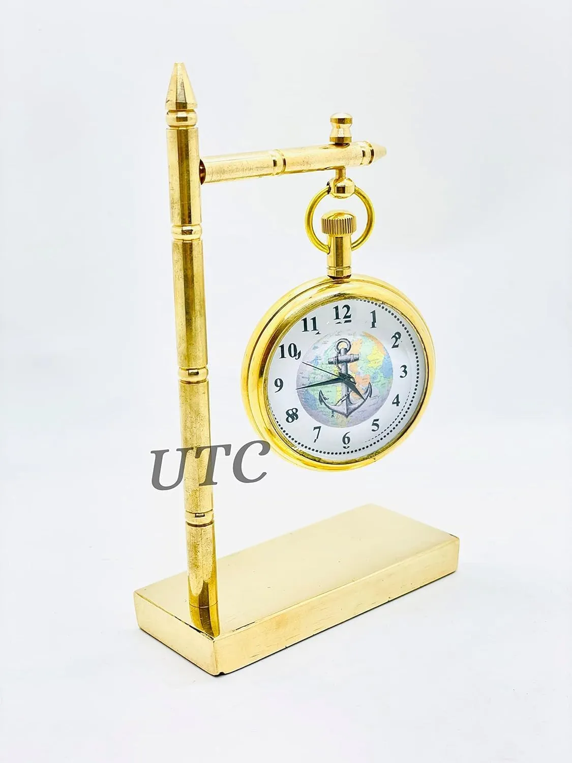 Tenable nauical mart Unique Look Antique Style Table Clock Vintage Brass Desk Clock Nautical Maritime Hanging Table Top Shelf Clock Collectible 4 inch, Colour Golden