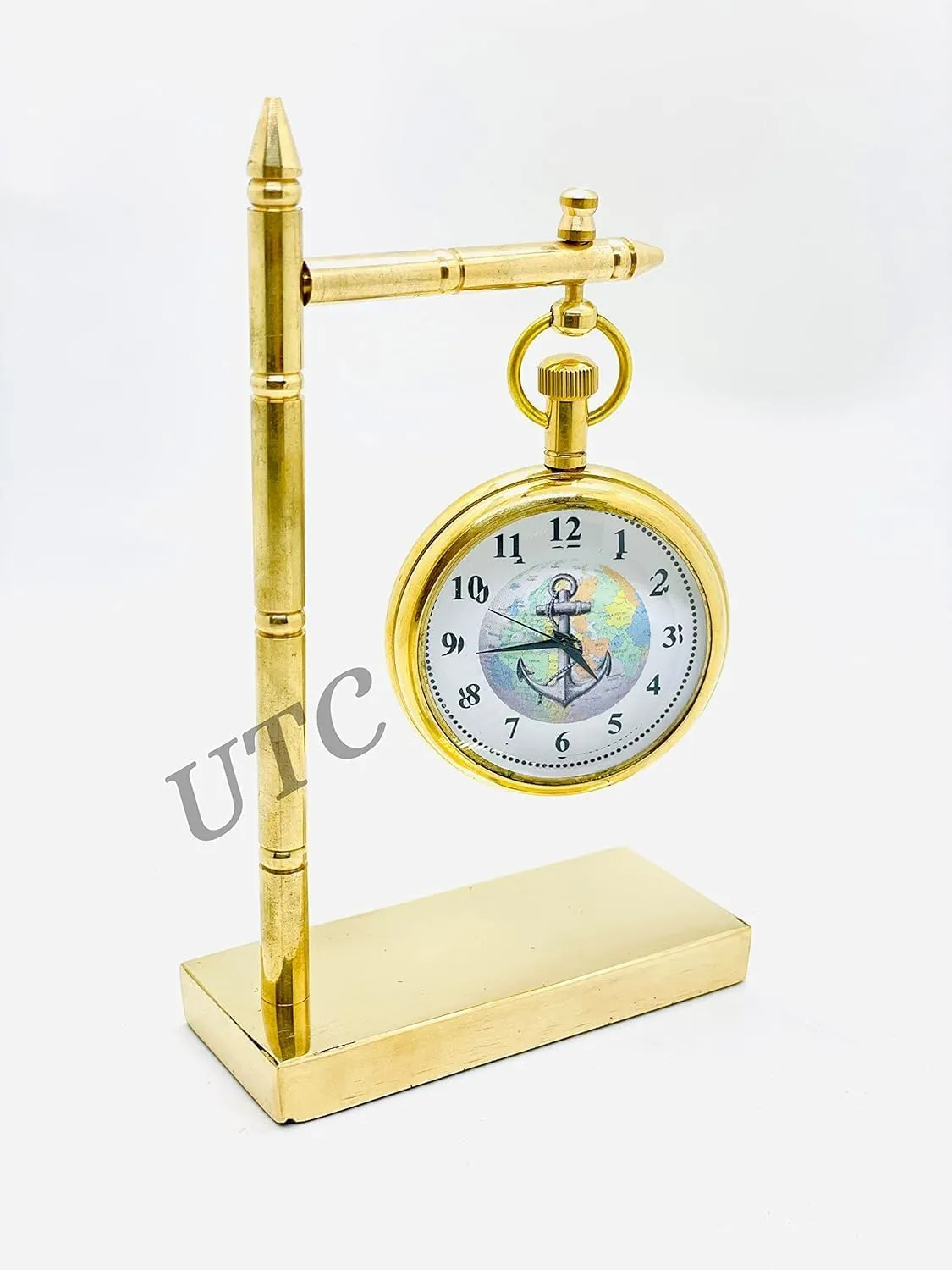 Tenable nauical mart Unique Look Antique Style Table Clock Vintage Brass Desk Clock Nautical Maritime Hanging Table Top Shelf Clock Collectible 4 inch, Colour Golden