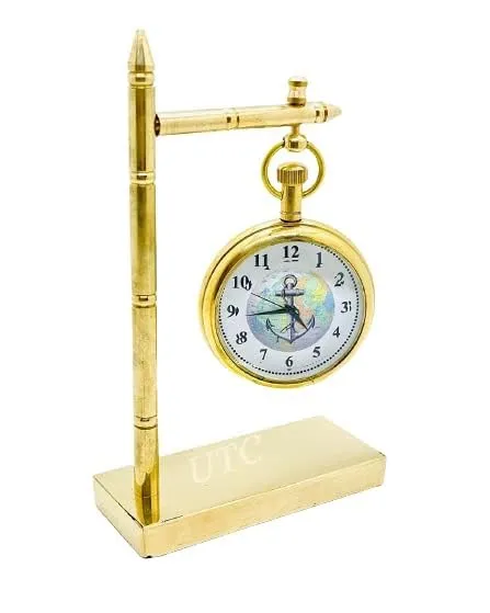 Tenable nauical mart Unique Look Antique Style Table Clock Vintage Brass Desk Clock Nautical Maritime Hanging Table Top Shelf Clock Collectible 4 inch, Colour Golden