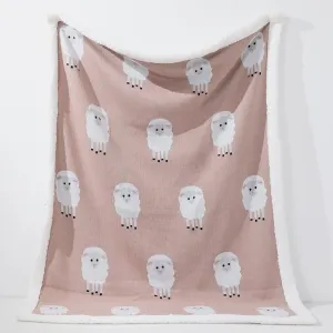 Throw / Blanket - Knitted Sheep Pink