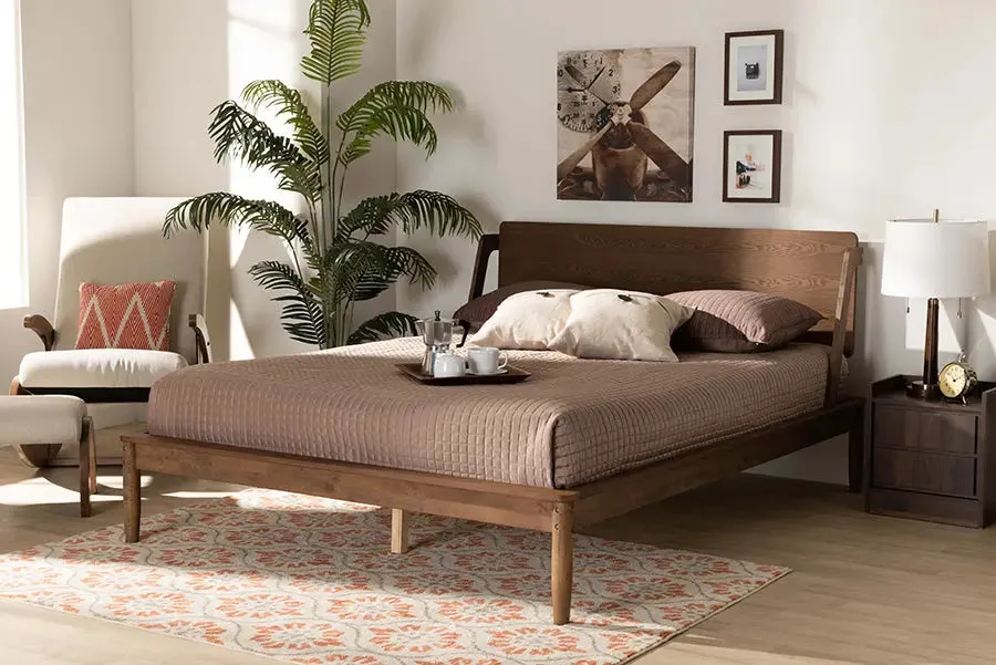 Verona Ash Walnut Brown Wood Platform Bed (Queen)