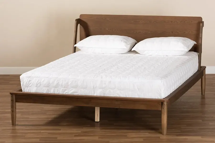 Verona Ash Walnut Brown Wood Platform Bed (Queen)