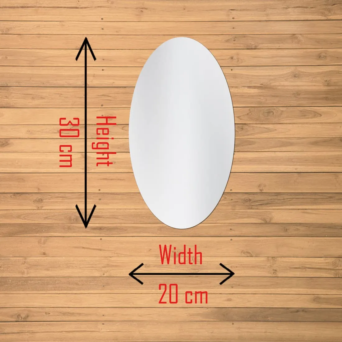 WallDaddy - Self Adhesive Plastic Oval Mirror for Wall Stickers (30x20) Cm Frameless Flexible Mirror for Bathroom | Bedroom | Living Room (A-OvalMirror) Wall Sticker Mirror Non-Glass