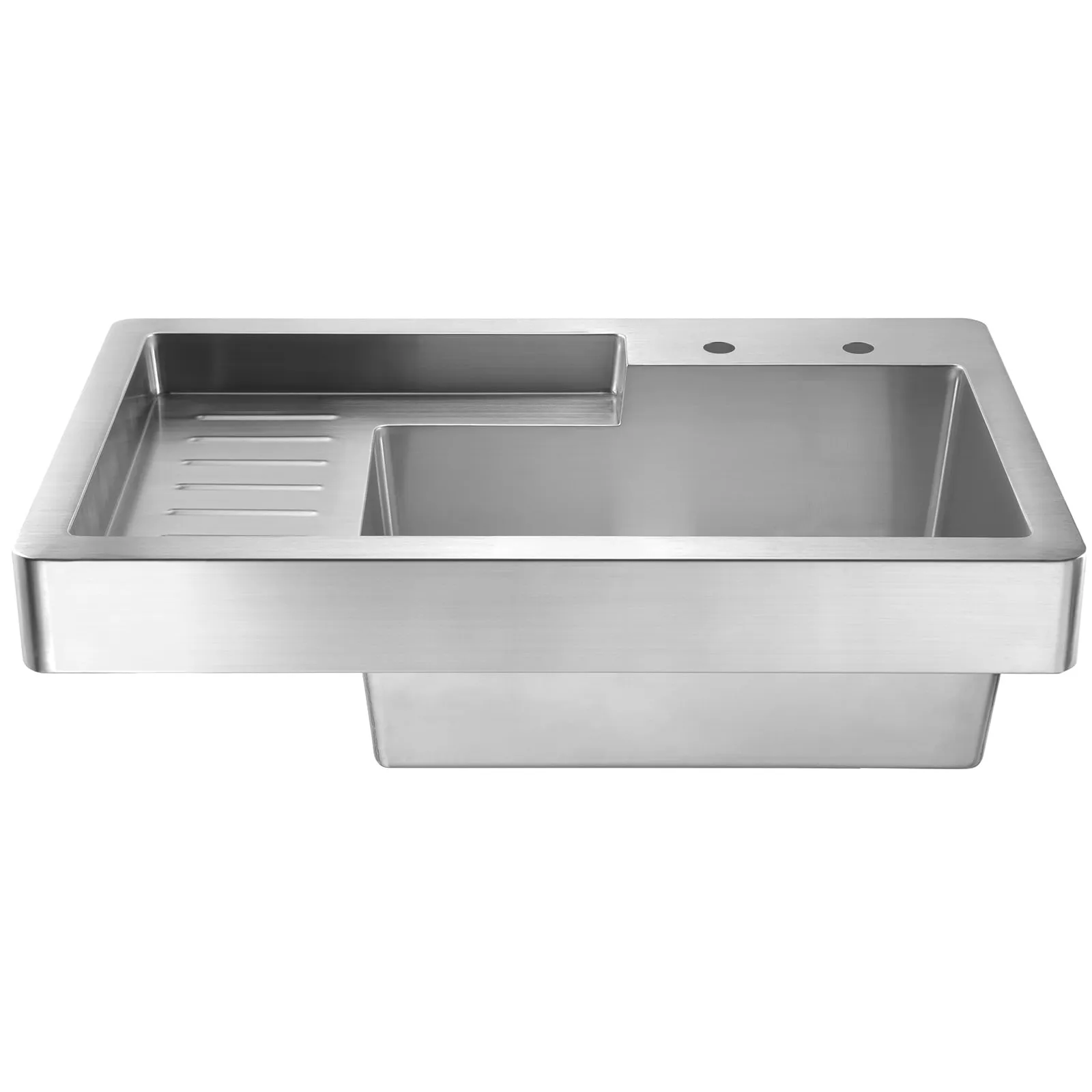 Whitehaus WH33209-NP Pearlhaus Single Bowl Drop in Utility Sink with Drainboard