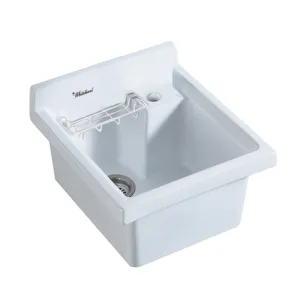 Whitehaus WH474-60 Vitreous China Single Bowl, Drop-in Sink with Wire Basket and 3.5" Drain