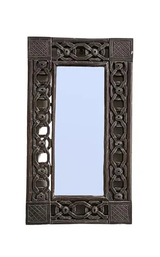 Wood HUB Wooden Carved Rectangular Wall Mirror Frame