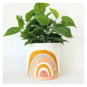 Woodstock Rainbow Stripe Planter - Pink/Mustard