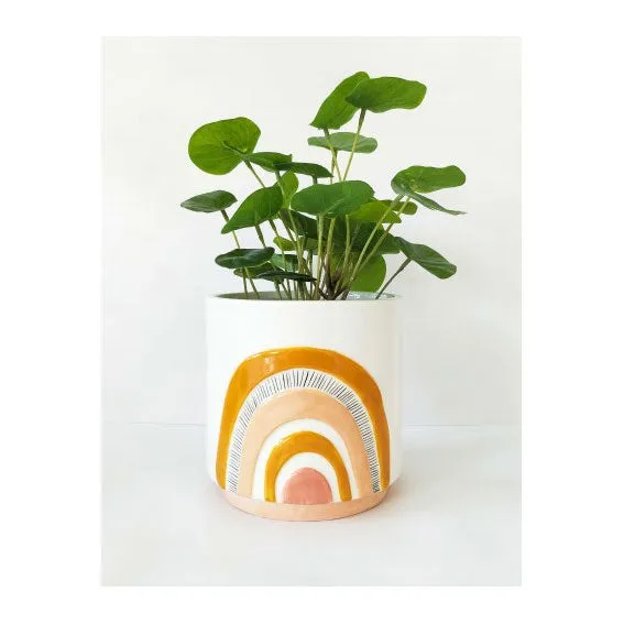 Woodstock Rainbow Stripe Planter - Pink/Mustard