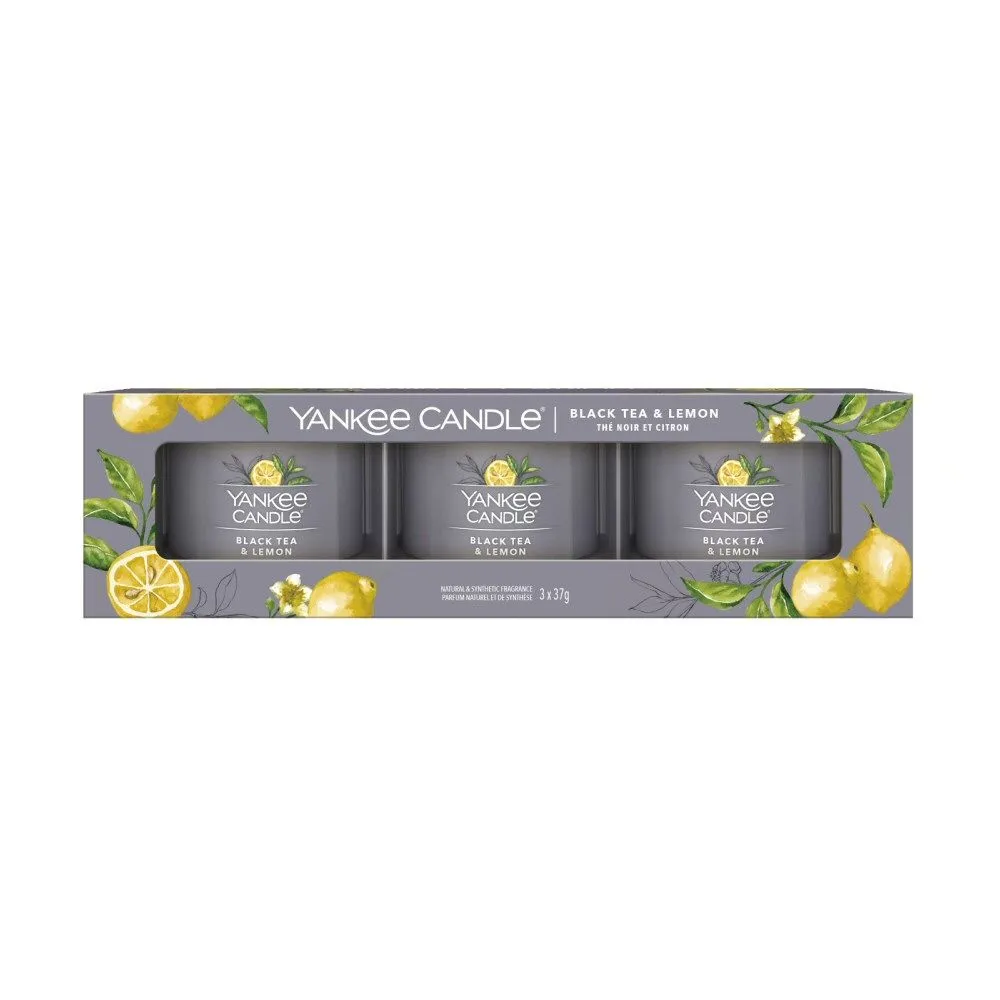 Yankee Candle 37g Black Tea & Lemon Signature Votive Candle (Pack of 3)